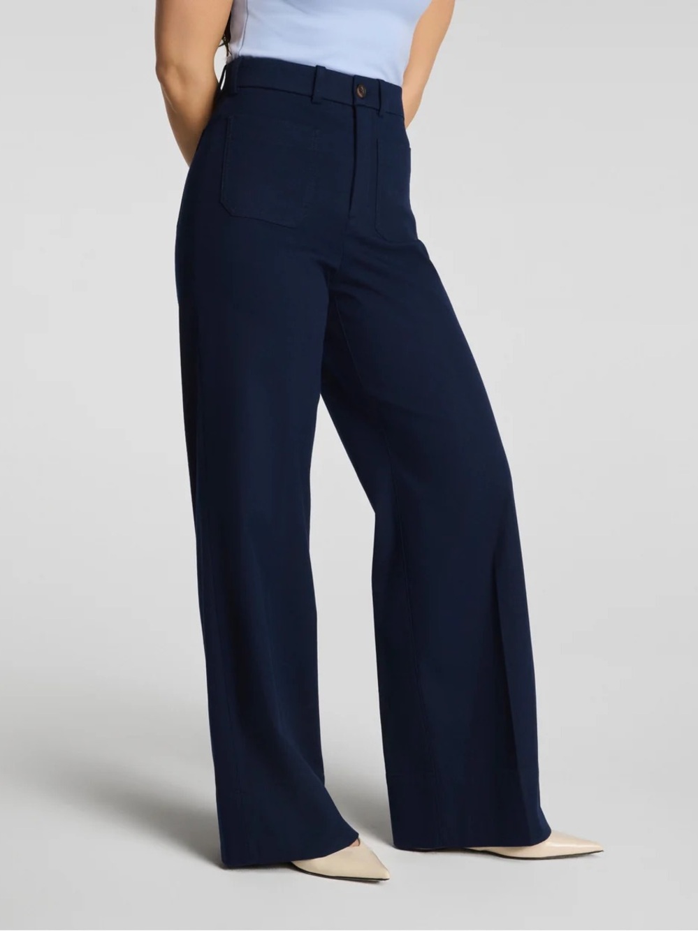 SPANX supersmooth Navy High-Rise Wide-Leg front pockets Trousers